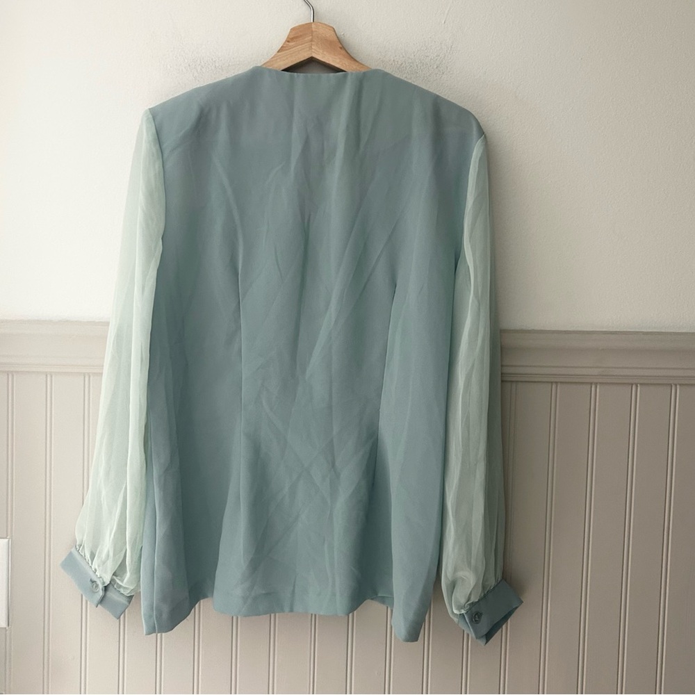 Vintage Caryel Light Blue Seafoam Blouse and Matching Skirt Set - Picture 8 of 8
